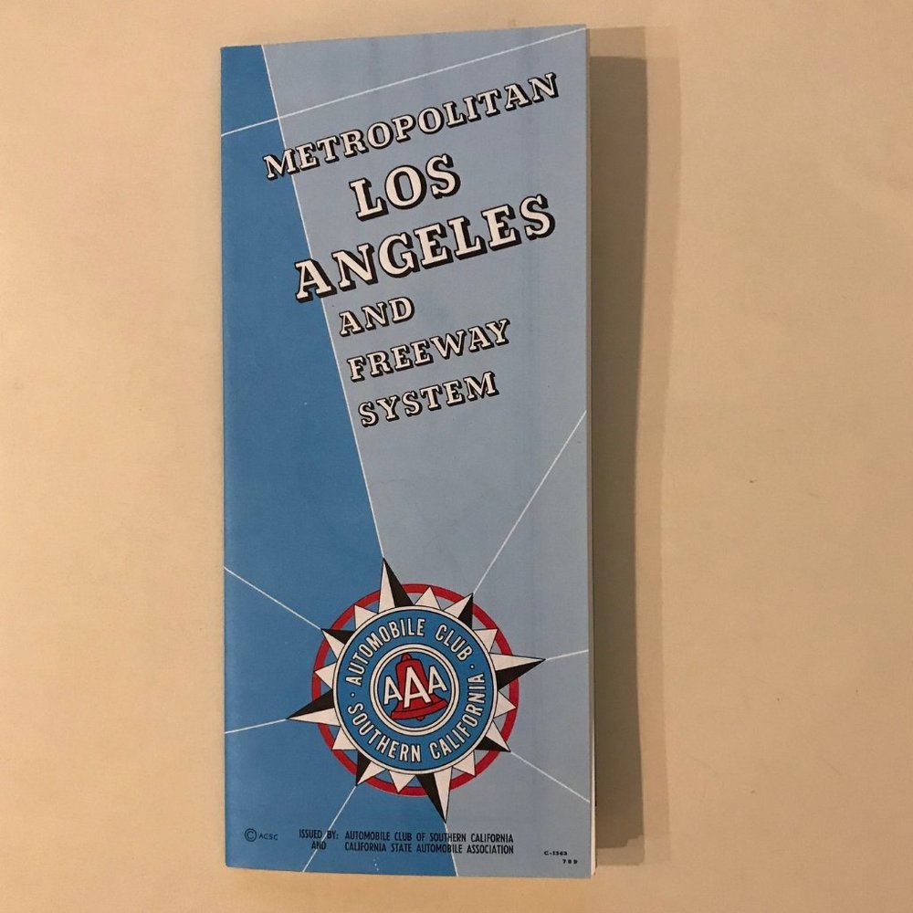 VINTAGE Metropolitan Los Angeles AAA folded map